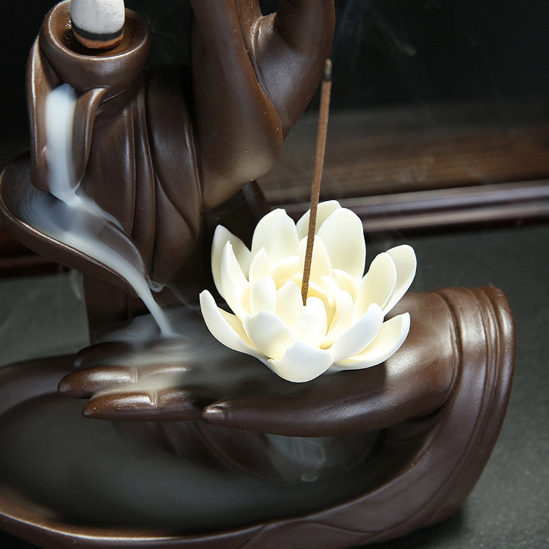 Buddha Hand Incense Burner and Lotus Incense Stick Holder