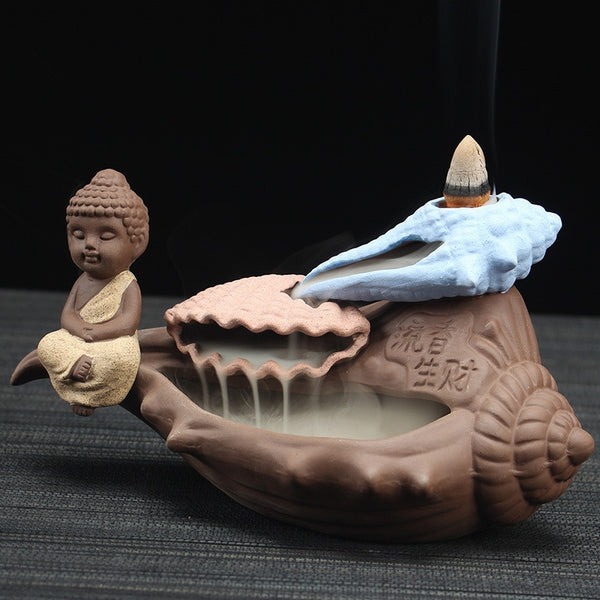 The Little Monk on Shell Backflow Incense Cones Burner