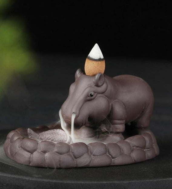 Zoo Animals Backflow Incense Burner (Hippo Rhino+Elephant)