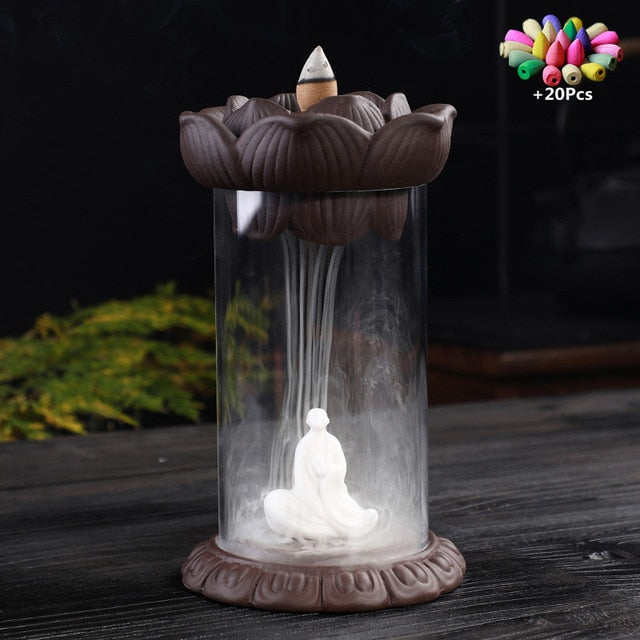 Buddha Waterfall Incense Burner (LED+Windproof)