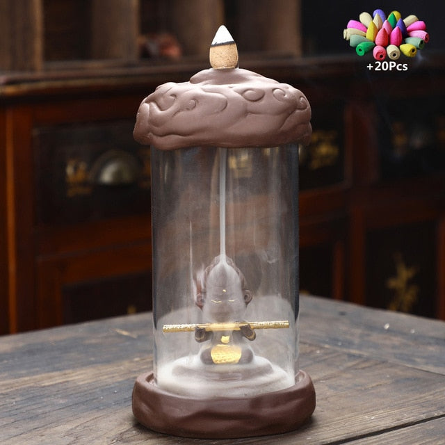 Buddha Waterfall Incense Burner (LED+Windproof)