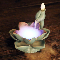 Lotus Pond Waterfall Incense Burner With LED Light